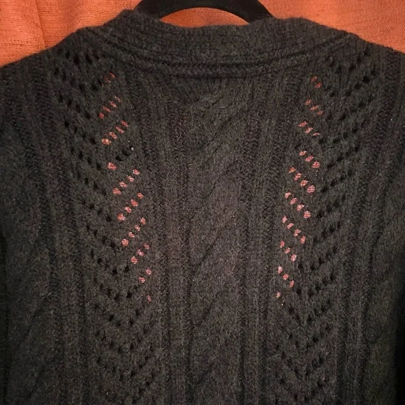 NWT Anthropologie Classic Pointelle Cardigan in Black Size Large - Picture 10 of 11